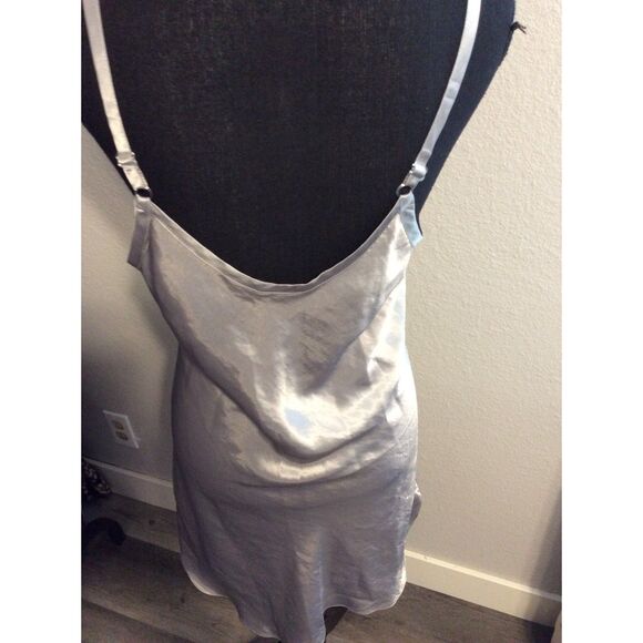 Silver Slip Negligee Nightie Medium M - Picture 3 of 6